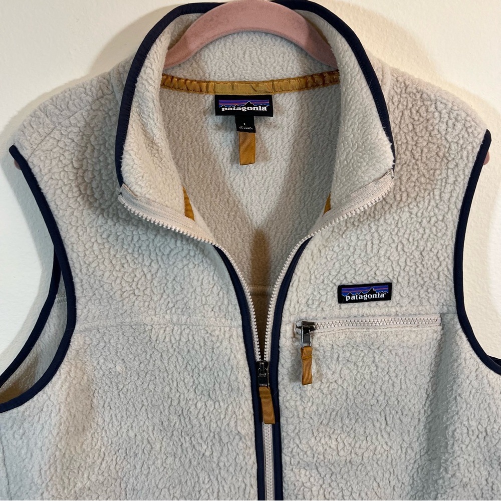 Patagonia Women’s Retro Pile Fleece Vest Pelican Cream Large - Picture 3 of 12